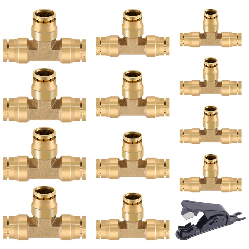 CheeMuii 43 PCS Brass DOT Air Brake Line Fittings 1/4"" 3/8"" 1/2"" Push to Connect Fittings Quick Connect & NPT Thread Tube Air Hose Fittings Repair Kit for Truck or Industrial Air System - Image 1